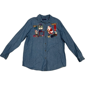 Vintage Karen Scott Denim Christmas Long‎ Sleeve Size L